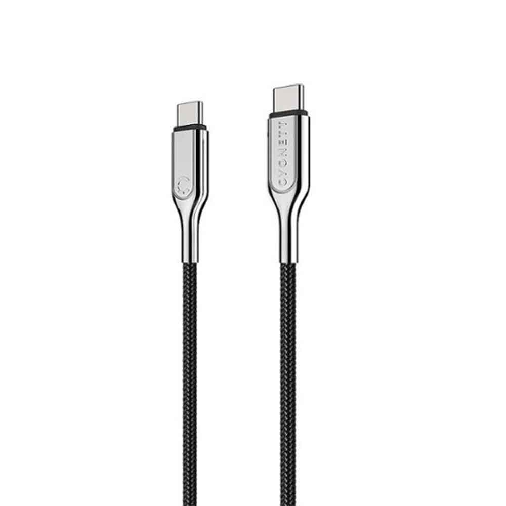 Cygnett - Armored 3' 2.0 USB-C to USB-C Charge and Sync Cable - Black-Black