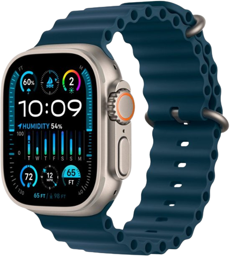 Apple Watch Ultra Gps Cellular 49Mm Titanium Case With Midnight Ocean Band Titanium-Titanium - Ocean - Blue