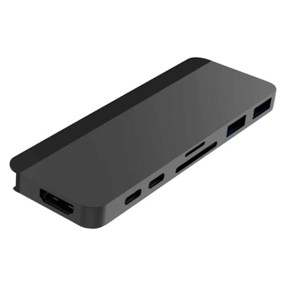 Hyper - DUO 7-Port USB-C Hub - USB-C Docking Station for Apple MacBook Pro and Air - Gray-Gray