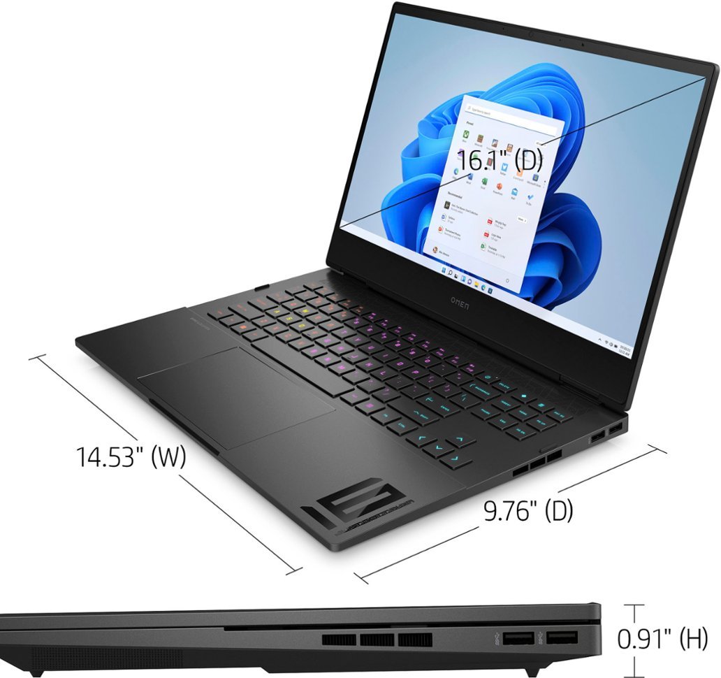 HP OMEN - 16.1" QHD Gaming Laptop - 12th Gen Intel Core i9-12900H - 16GB Memory - NVIDIA GeForce RTX 3060 Laptop GPU - 1TB SSD - Shadow Black-16.1-Intel 12th Generation Core i9-16 GB Memory-1TB SSD-Shadow Black