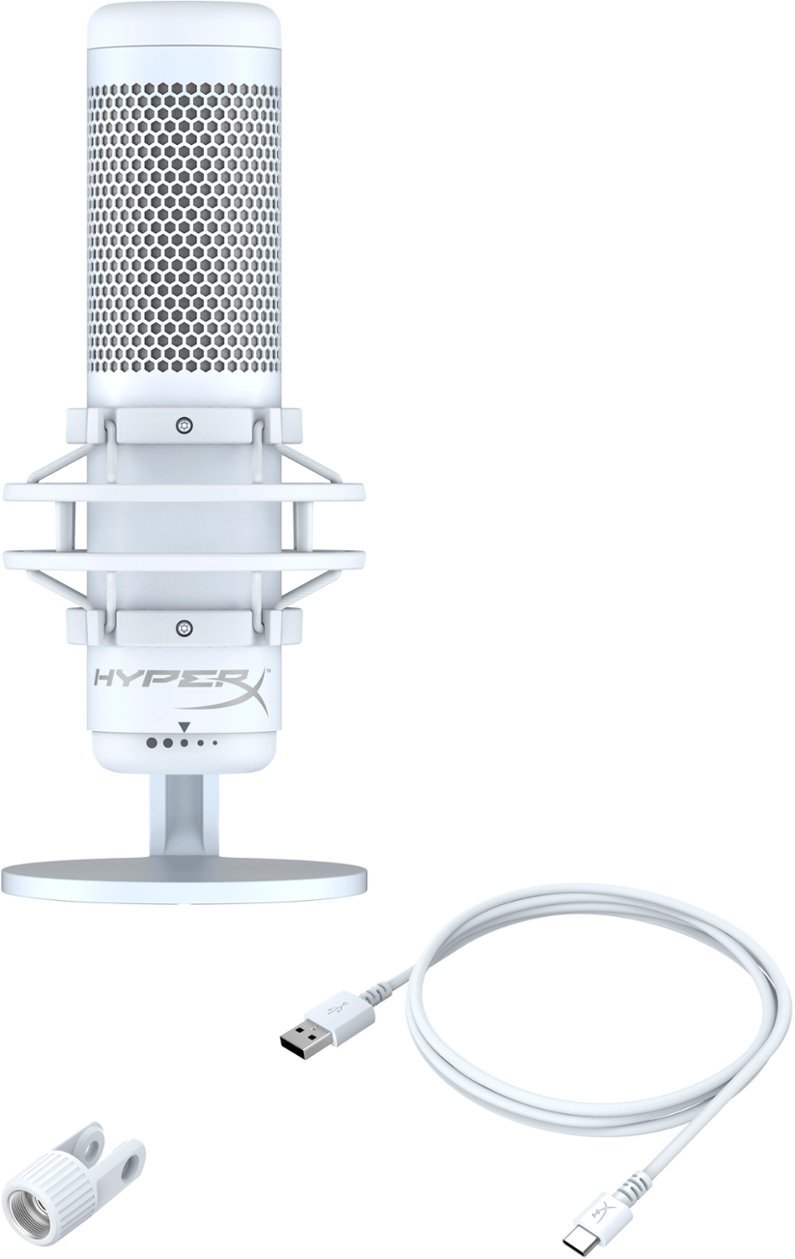 HyperX - Quad Cast S Wired Multi-Pattern USB Electret Condenser Microphone-White