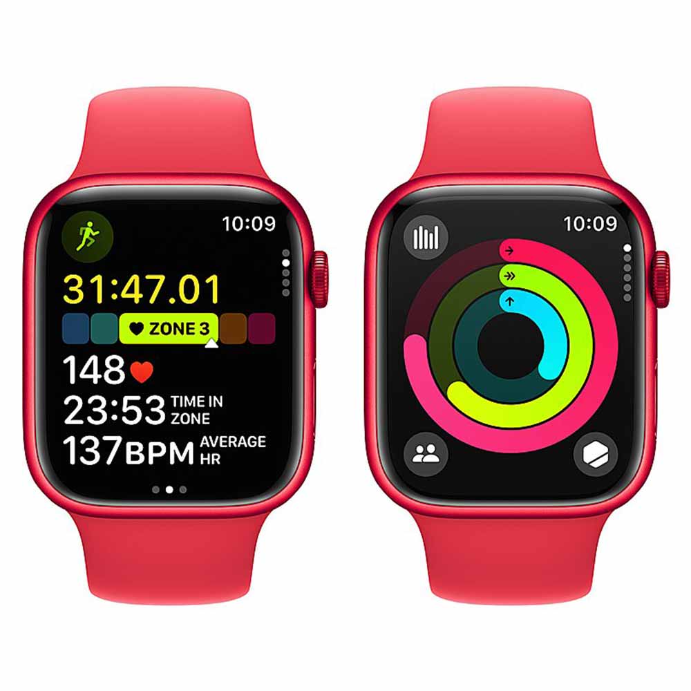 Apple Watch Series 9 (GPS) 45mm (PRODUCT)RED Aluminum Case with (PRODUCT)RED Sport Band - S/M - (PRODUCT)RED-45 millimeters-RED