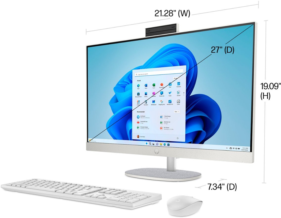 HP - 27" Full HD Touch-Screen All-in-One with Adjustable Height - Intel Core i5 - 8GB Memory - 512GB SSD - Shell White-Intel 13th Generation Core i5-8 GB Memory-512 GB-Shell White