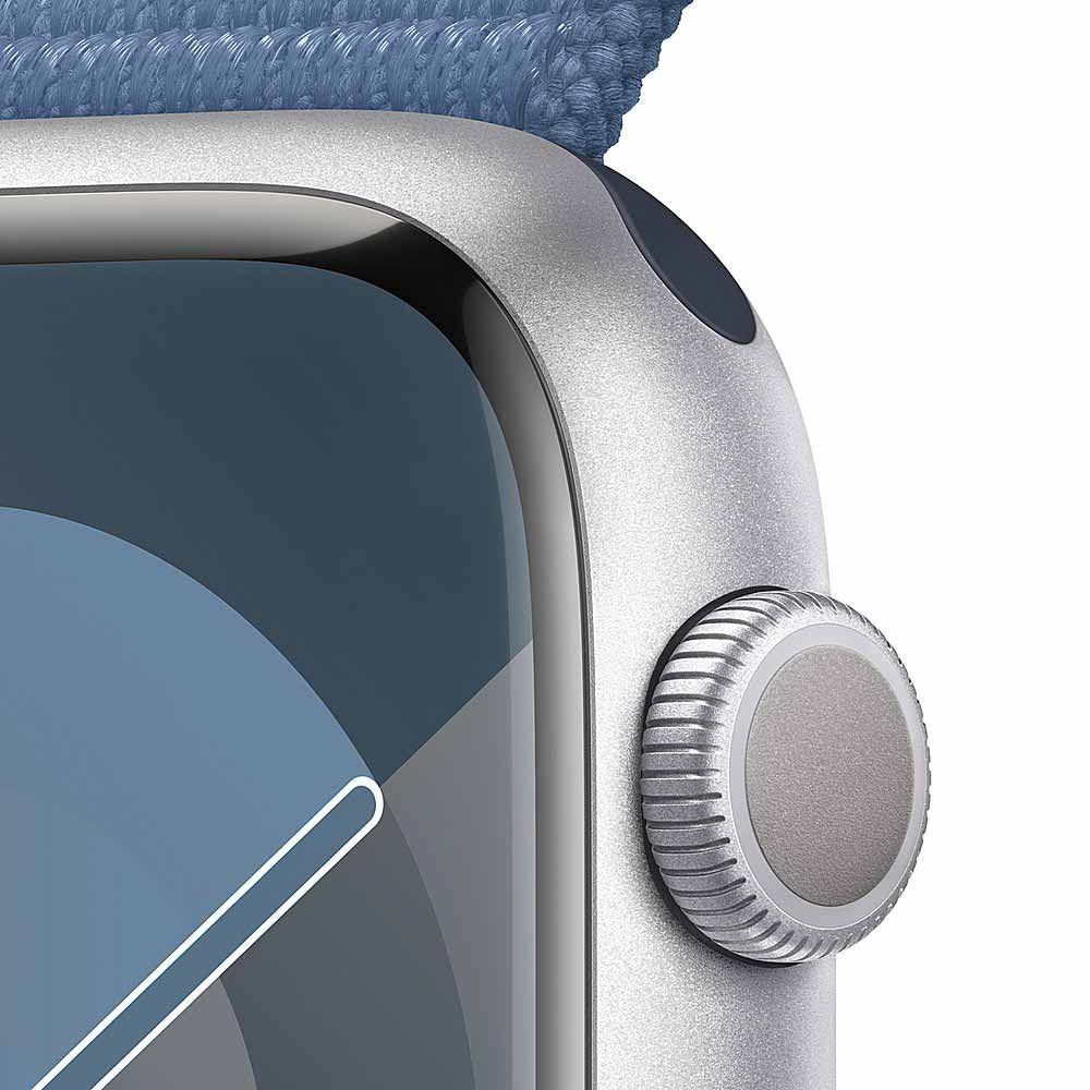 Apple Watch Series 9 (GPS) 45mm Silver Aluminum Case with Winter Blue Sport Loop - Silver-45 millimeters-Silver - Aluminum - Sport Loop - Winter Blue