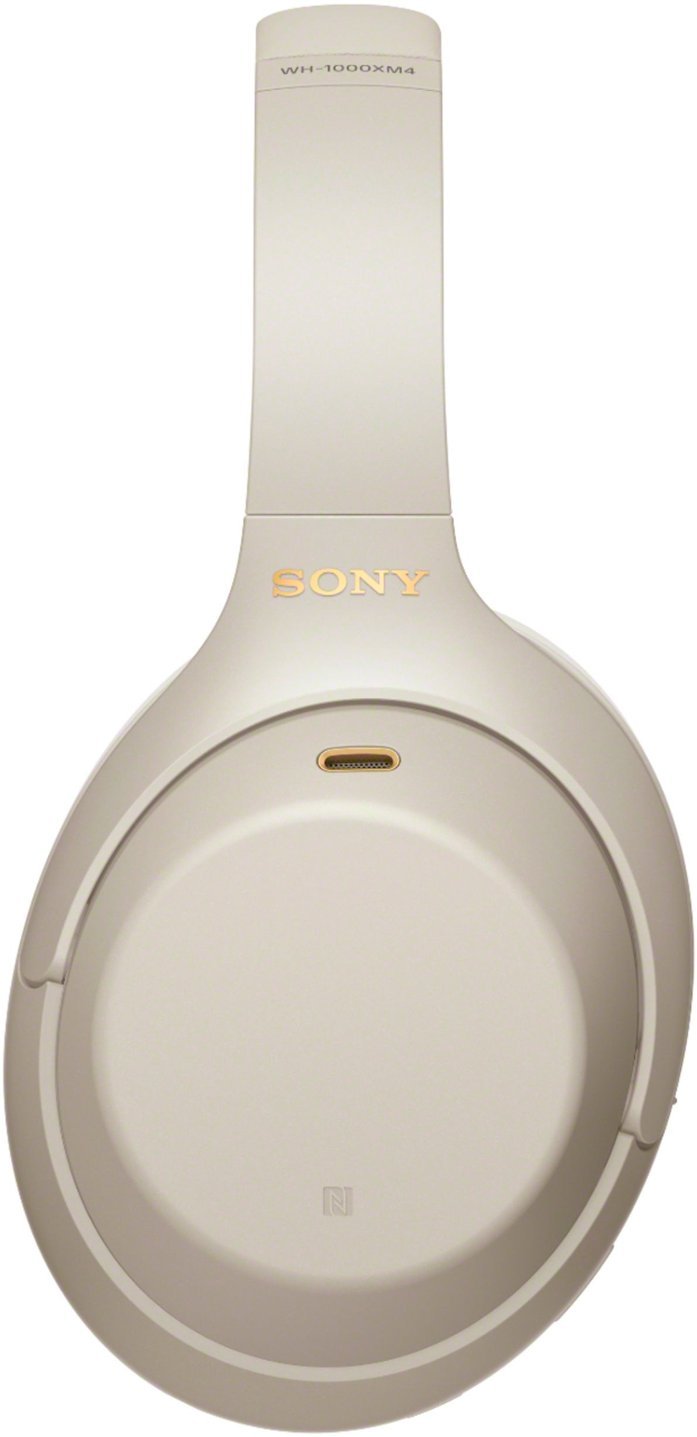 Sony - WH1000XM4 Wireless Noise-Cancelling Over-the-Ear Headphones - Silver-Silver