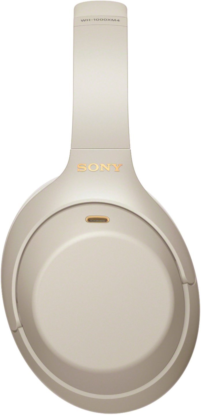 Sony - WH1000XM4 Wireless Noise-Cancelling Over-the-Ear Headphones - Silver-Silver