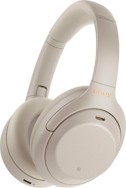 Sony - WH1000XM4 Wireless Noise-Cancelling Over-the-Ear Headphones - Silver-Silver