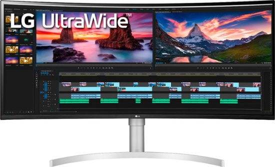 LG - 38” IPS UltraWide 21:9 Curved 144Hz G-SYNC Compatibility Monitor with HDR (Thunderbolt) - Silver-Silver