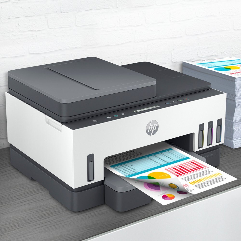 HP - Smart Tank 7301 Wireless All-In-One Super tank Inkjet Printer with up to 2 Years of Ink Included - White & Slate-White & Slate
