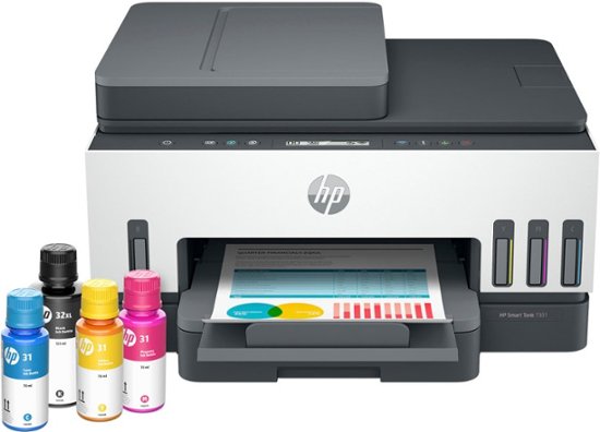 HP - Smart Tank 7001 Wireless All-In-One Super tank Inkjet Printer with up to 2 Years of Ink Included - White & Slate-White & Slate