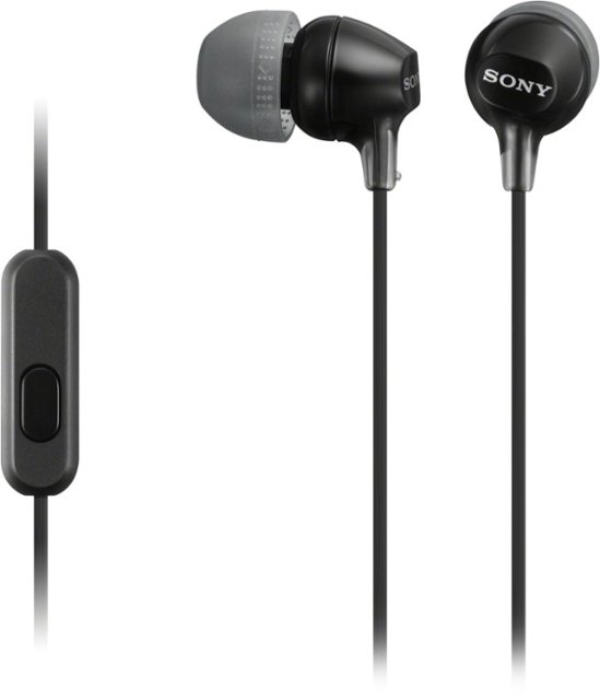 Sony - MDREX14AP Wired Earbud Headphones - Black-Black