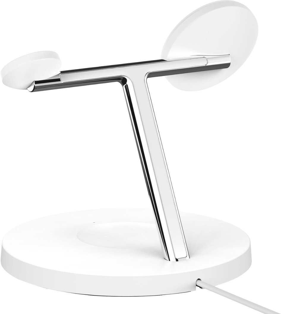 Belkin - MagSafe 3-in-1 Wireless Charging Stand - Faster Charging for Apple Watch - iPhone 14, 13 & 12 series & AirPods - White