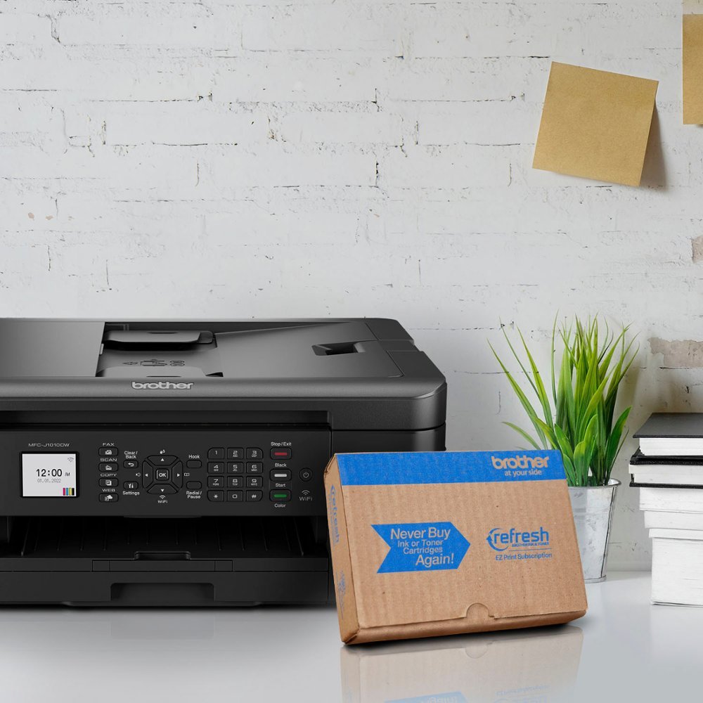 Brother - MFC-J1010DW Wireless Color All-in-One Refresh Subscription Eligible Inkjet Printer - Black-Black