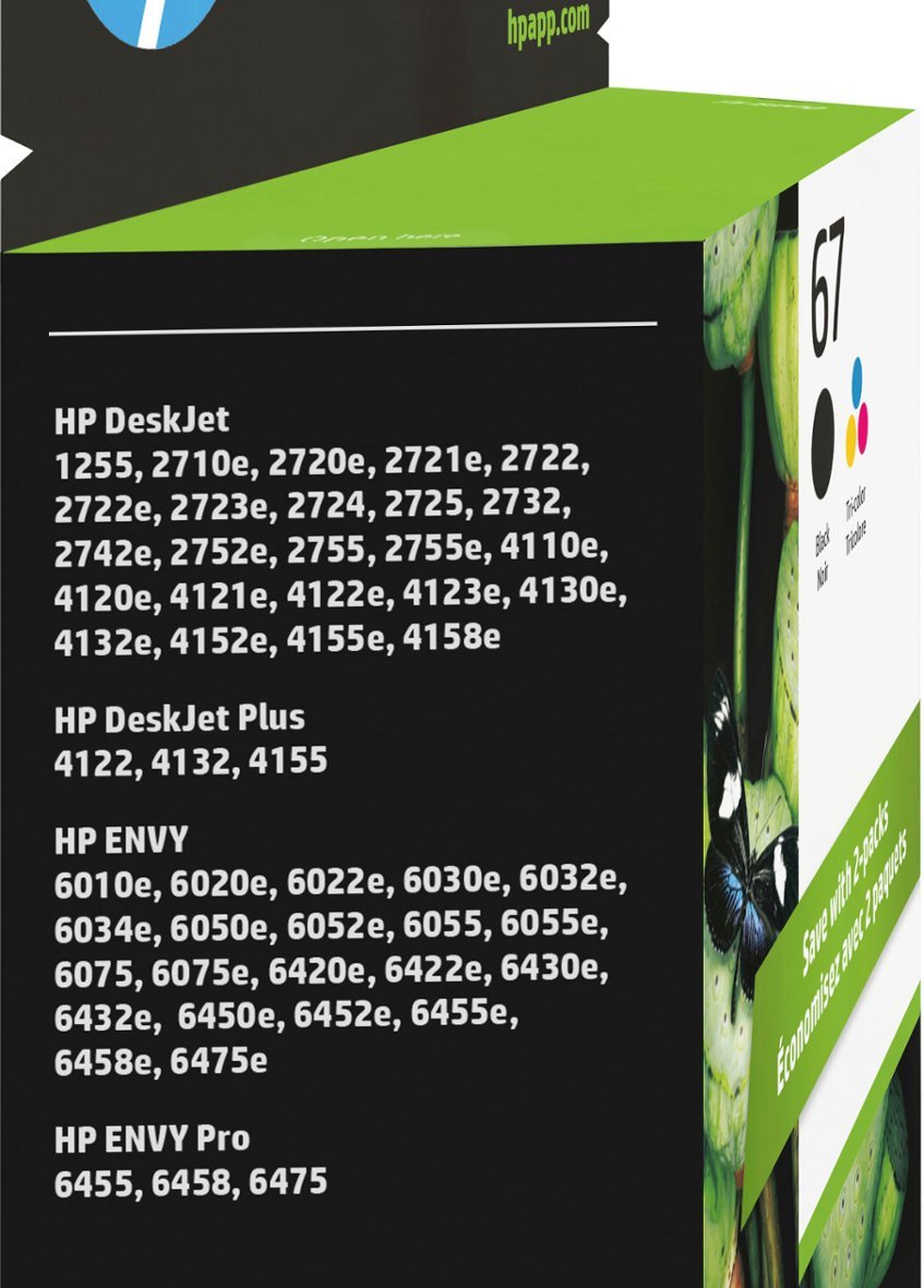 HP - 67 2-Pack Standard Capacity Ink Cartridges - Black & Tri-Color-Black & Tri-Color