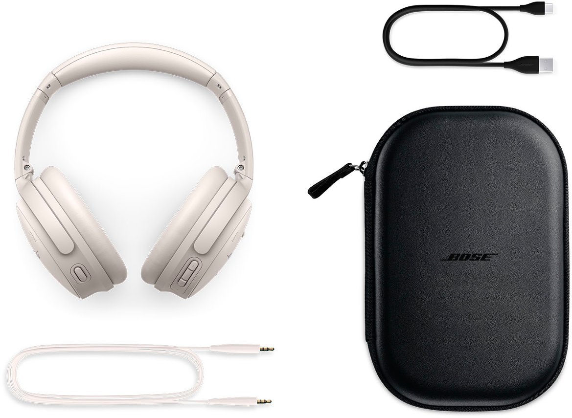 Bose - QuietComfort 45 Wireless Noise Cancelling Over-the-Ear Headphones - White Smoke-White Smoke