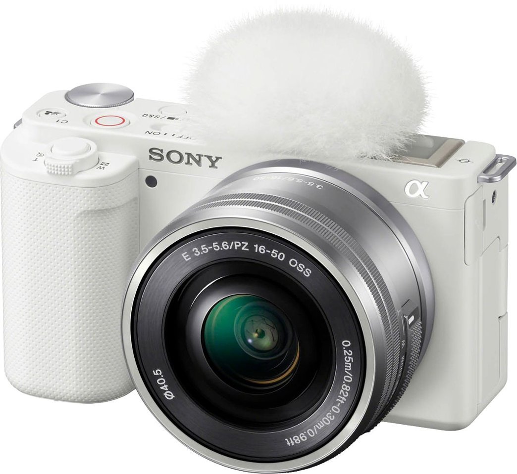 Sony - Alpha ZV-E10 Kit Mirrorless Vlog Camera with 16-50mm Lens - White-White