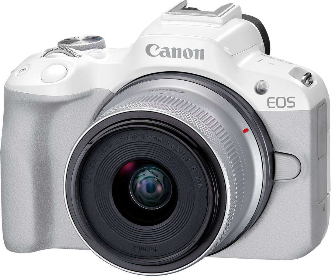 Canon - EOS R50 4K Video Mirrorless Camera with RF-S 18-45mm f/4.5-6.3 IS STM Lens - White-White