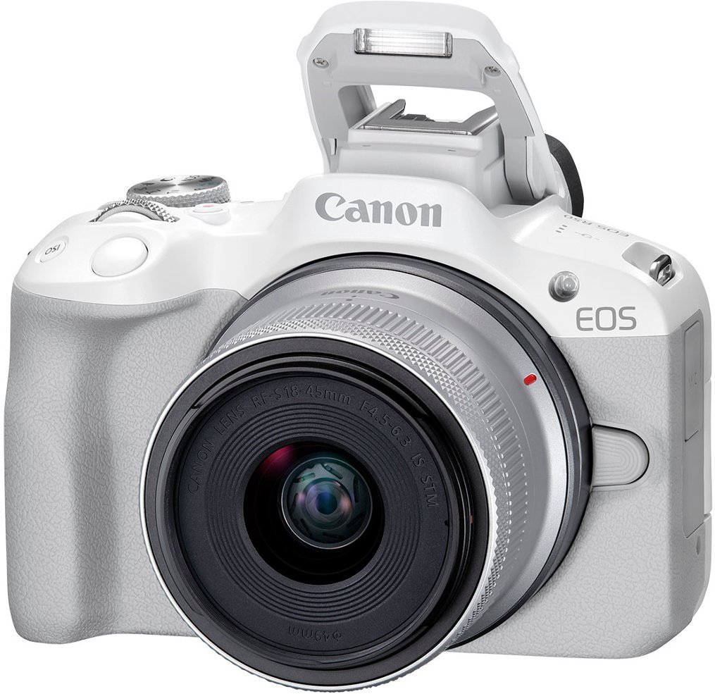 Canon - EOS R50 4K Video Mirrorless Camera with RF-S 18-45mm f/4.5-6.3 IS STM Lens - White-White