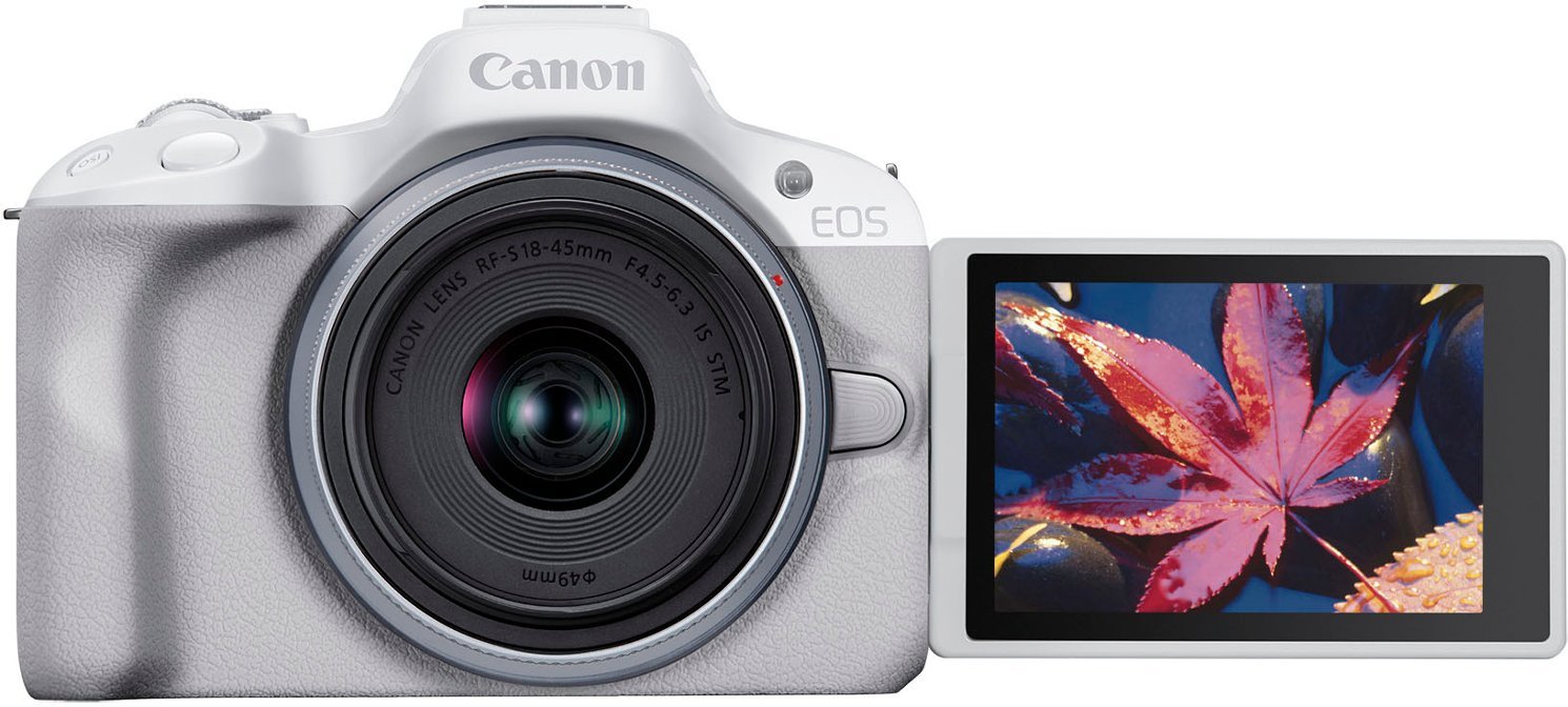 Canon - EOS R50 4K Video Mirrorless Camera with RF-S 18-45mm f/4.5-6.3 IS STM Lens - White-White