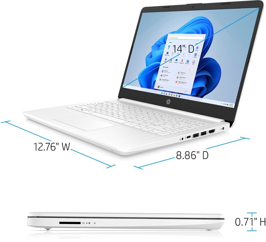 HP - 14" Laptop - Intel Celeron - 4GB Memory - 64GB eMMC - Snowflake White-Intel Celeron-4 GB Memory-64 GB-Snowflake White