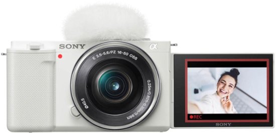 Sony - Alpha ZV-E10 Kit Mirrorless Vlog Camera with 16-50mm Lens - White-White