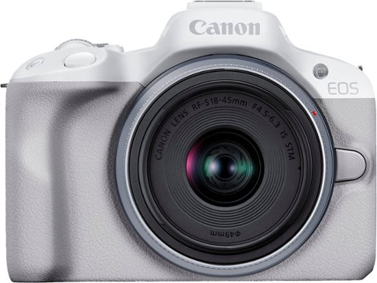 Canon - EOS R50 4K Video Mirrorless Camera with RF-S 18-45mm f/4.5-6.3 IS STM Lens - White-White