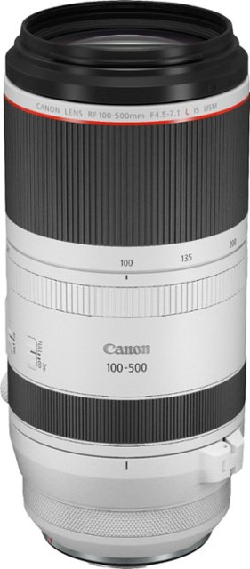 Canon - RF100-500mm F4.5-7.1 L IS USM Telephoto Zoom Lens for EOS R-Series Cameras - White-White
