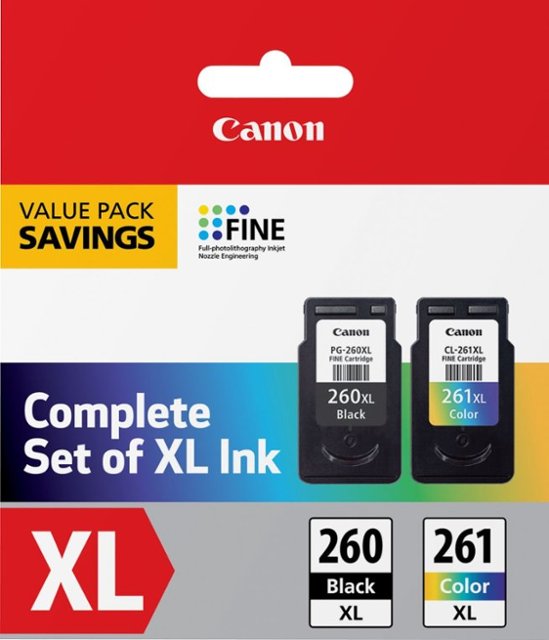 Canon - PG-260 XL / CL-261 XL 2-Pack High-Yield Ink Cartridges - Black/Cyan/Magenta/Yellow-Black/Cyan/Magenta/Yellow